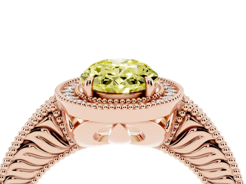 Oval Halo Engagement Ring Setting for a Fancy Yellow Lab-Grown Diamond | Rose Gold
