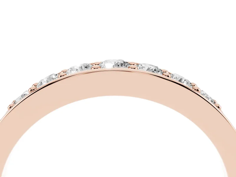 Round Lab-Grown Diamond Graduated Men's Wedding Band | Recessed Bead-Set Row | Rose Gold