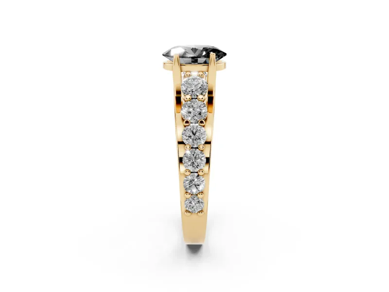 Oval Graduated Engagement Ring Setting for a Black Center | Yellow Gold