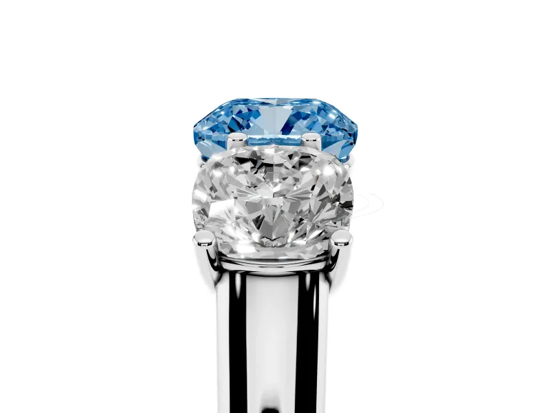 Cushion Cut Engagement Ring Setting for a Fancy Blue Lab-Grown Diamond | Sterling Silver - Design NV-24908
