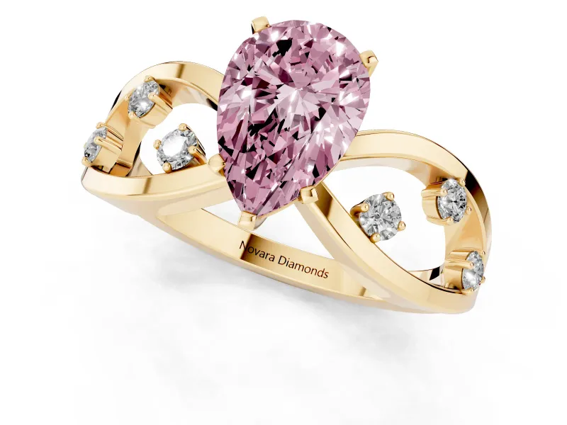 Pear-Shaped Loop Engagement Ring Setting for a Fancy Pink Lab-Grown Diamond | Yellow Gold