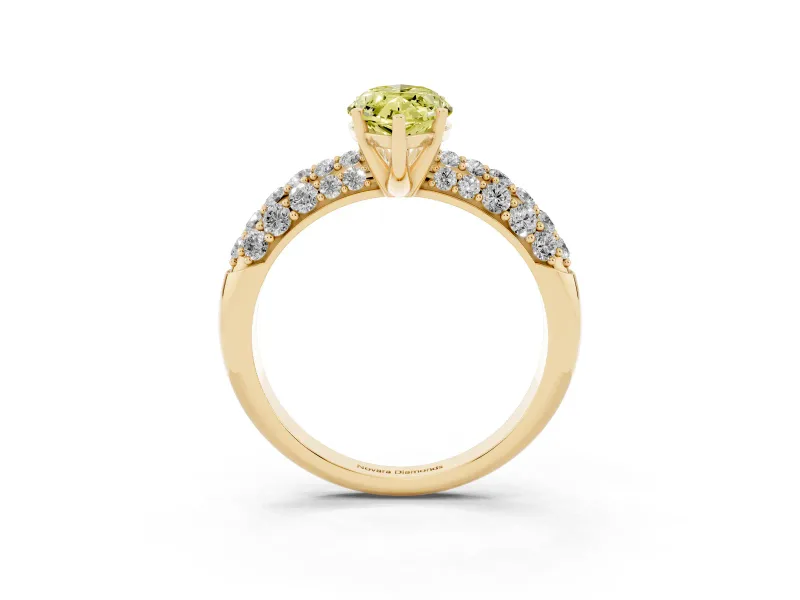 Marquise Multi Row Pave Engagement Ring Setting for a Fancy Yellow Lab-Grown Diamond | Yellow Gold
