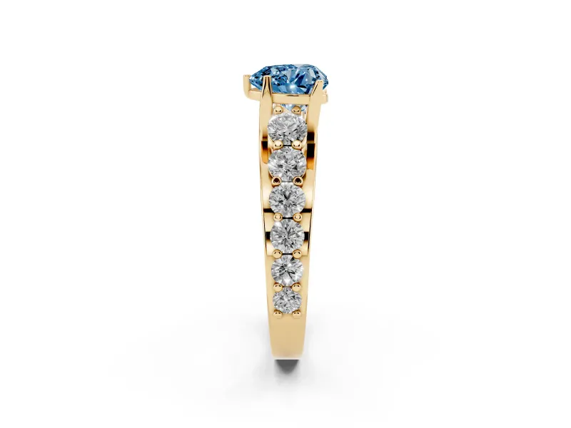 Heart-Shaped Engagement Ring Setting for a Fancy Blue Lab-Grown Diamond | Yellow Gold - Design NV-24645