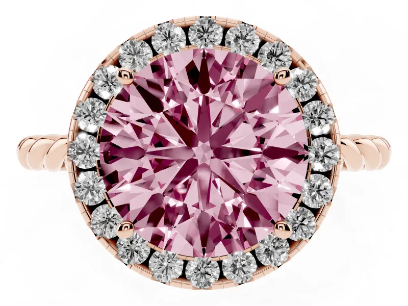 Round Rope Halo Engagement Ring Setting for a Fancy Pink Lab-Grown Diamond | Rose Gold
