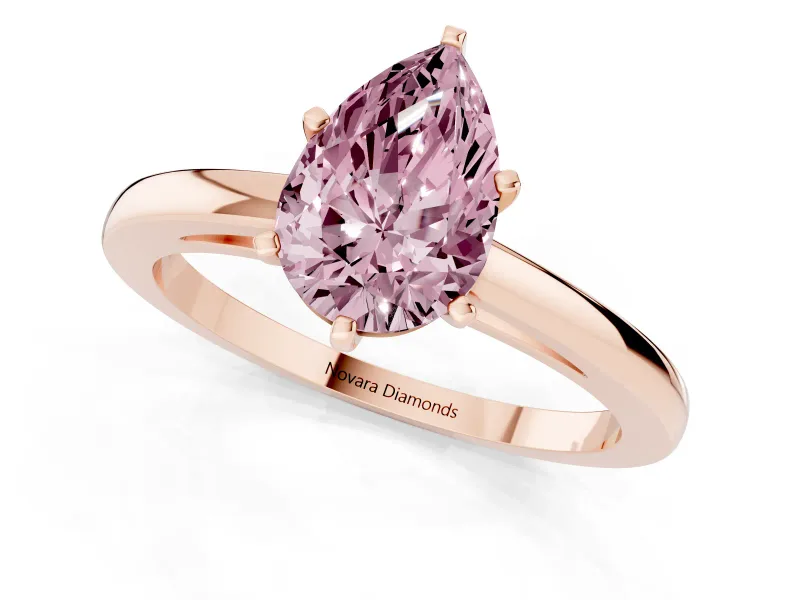 Pear-Shaped Plain Engagement Ring Setting for a Fancy Pink Lab-Grown Diamond | Rose Gold