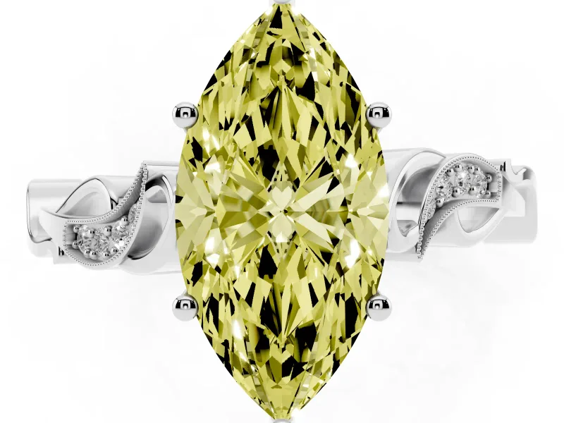 Marquise Vine Engagement Ring Setting for a Fancy Yellow Lab-Grown Diamond | Platinum