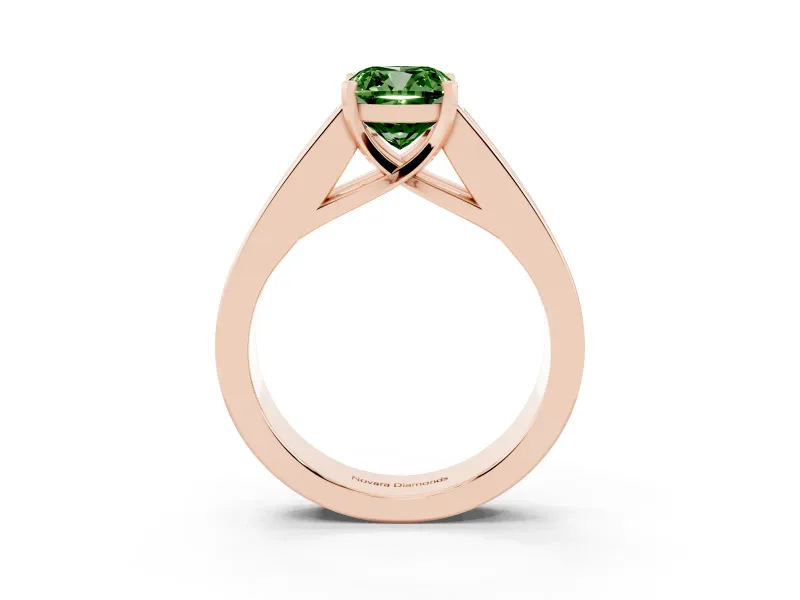 Cushion Cut Channel-Set Engagement Ring Setting for a Fancy Green Lab-Grown Diamond | Rose Gold