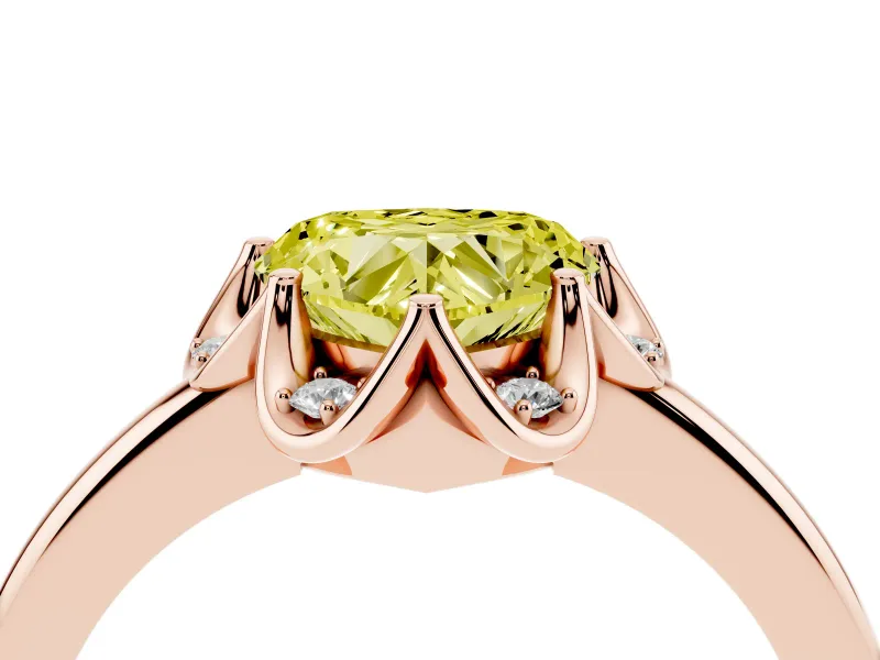 Heart-Shaped Petal Halo Engagement Ring Setting for a Fancy Yellow Lab-Grown Diamond | Rose Gold