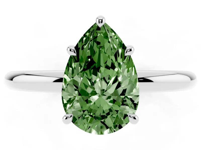 Pear-Shaped Hidden Halo Ring Setting for a Fancy Green Lab-Grown Diamond | Platinum
