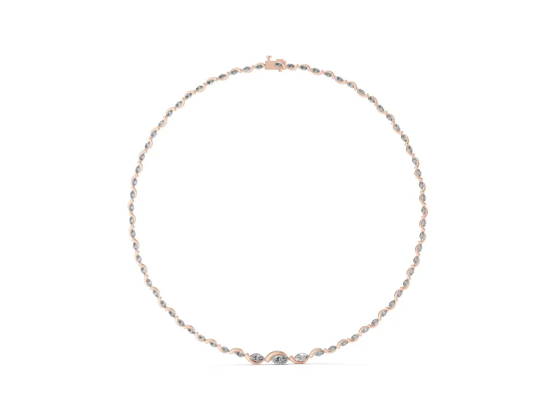 Marquise Lab-Grown Diamond Graduated Riviera Necklace | Wave Links | Rose Gold