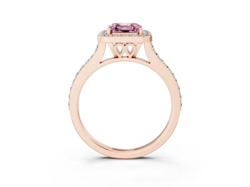 Asscher Cut Halo Engagement Ring Setting for a Fancy Pink Lab-Grown Diamond | Rose Gold - Design NV-24729