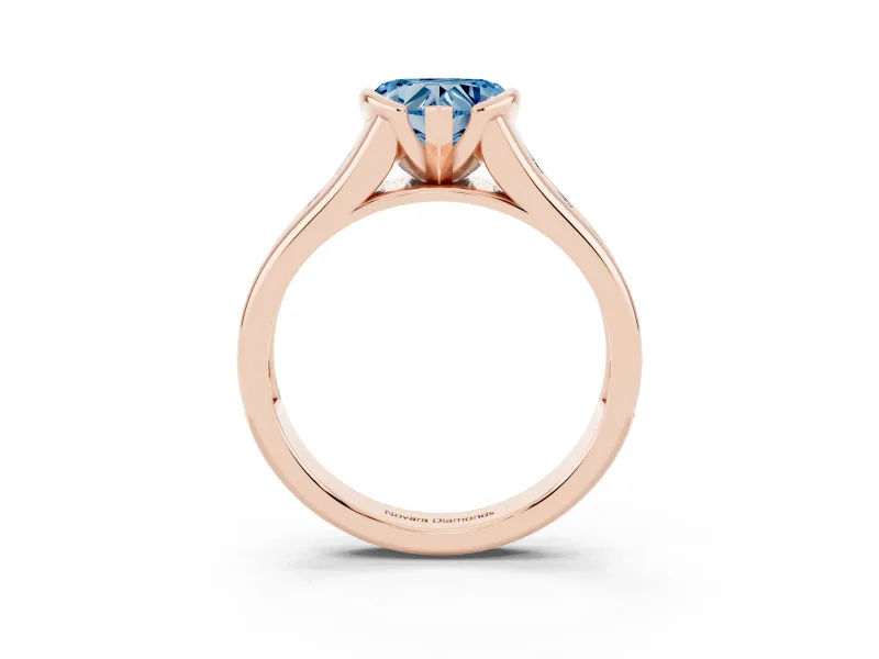Heart-Shaped Half Bezel Engagement Ring Setting for a Fancy Blue Lab-Grown Diamond | Rose Gold