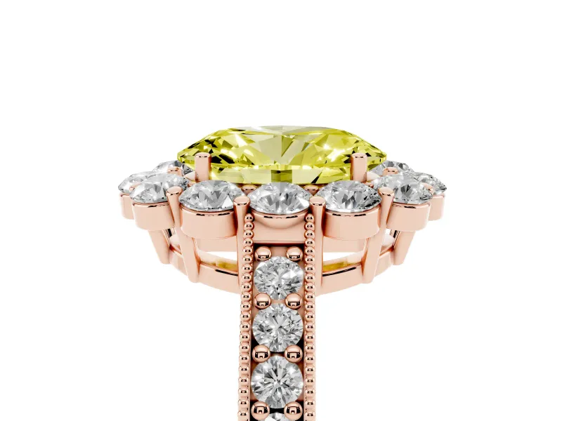 Oval Vintage Halo Engagement Ring Setting for a Fancy Yellow Lab-Grown Diamond | Rose Gold