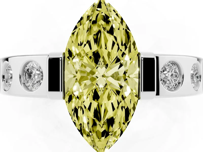 Marquise Tension Style Engagement Ring Setting for a Fancy Yellow Lab-Grown Diamond | Sterling Silver