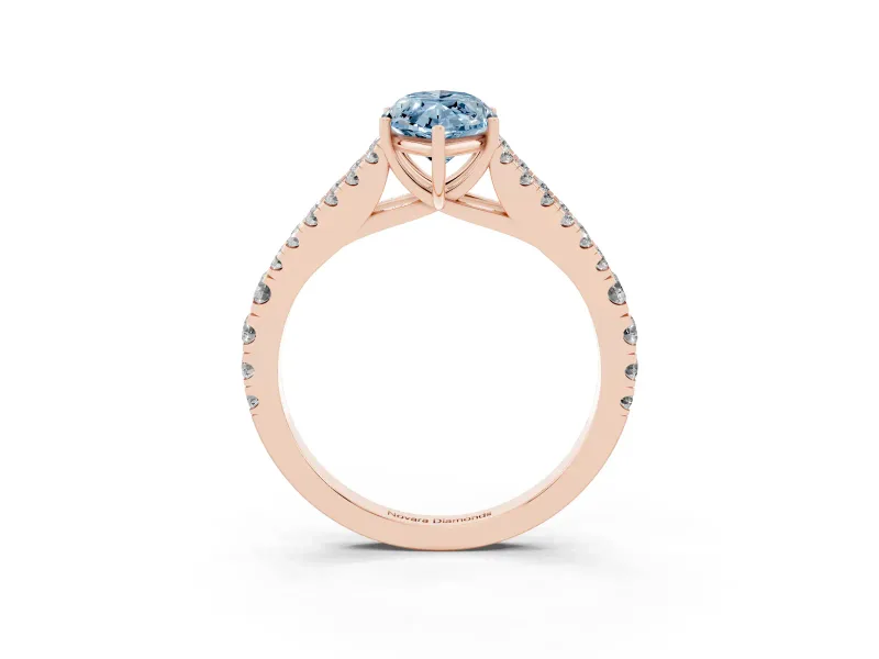 Marquise Graduated Split Shank Engagement Ring Setting for a Fancy Blue Lab-Grown Diamond | Rose Gold