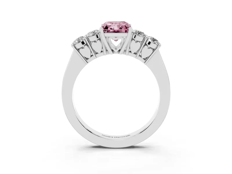 Radiant Cut 5 Stone Engagement Ring Setting for a Fancy Pink Lab-Grown Diamond | White Gold
