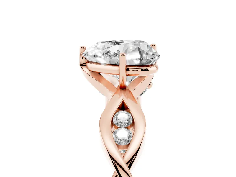 Heart-Shaped Twisted Infinity Engagement Ring Setting | Accented Strands | Rose Gold