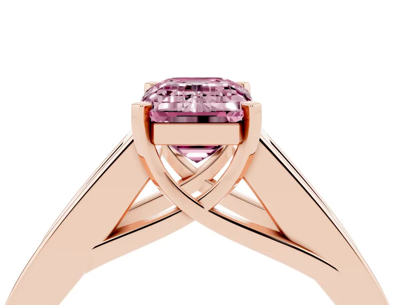 Emerald Cut Channel-Set Engagement Ring Setting for a Fancy Pink Lab-Grown Diamond | Rose Gold