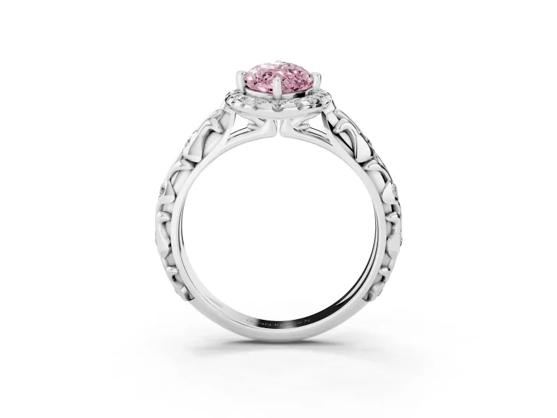 Marquise Leaf Halo Engagement Ring Setting for a Fancy Pink Lab-Grown Diamond | Platinum
