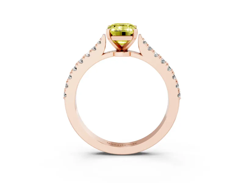 Emerald Cut Pavé Engagement Ring Setting for a Fancy Yellow Lab-Grown Diamond | Rose Gold - Design NV-24454