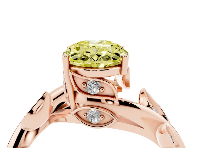 Oval Twisted Bypass Engagement Ring Setting for a Fancy Yellow Lab-Grown Diamond | Rose Gold