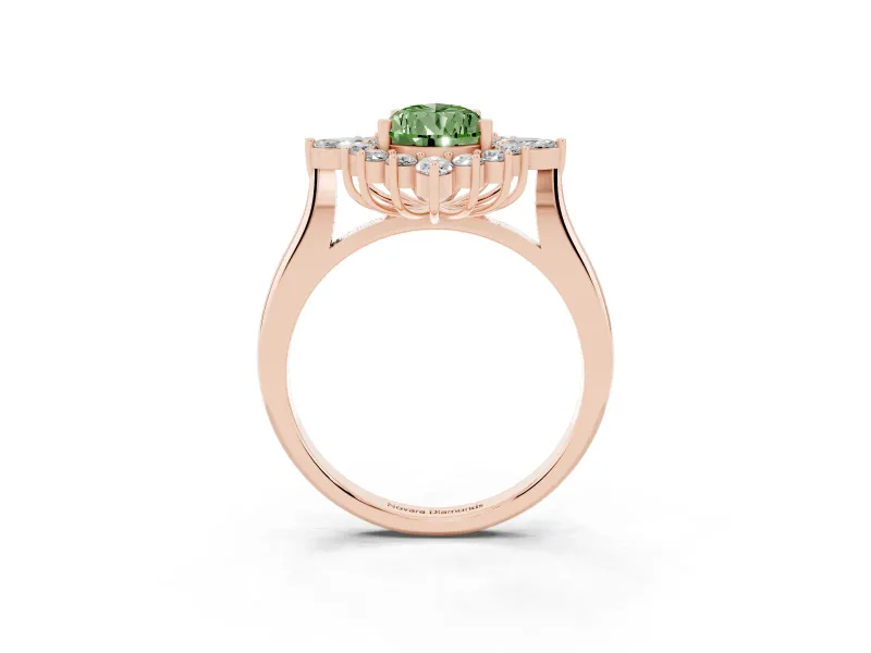 Pear-Shaped Engagement Ring Setting for a Fancy Green Lab-Grown Diamond | Rose Gold - Design NV-24790