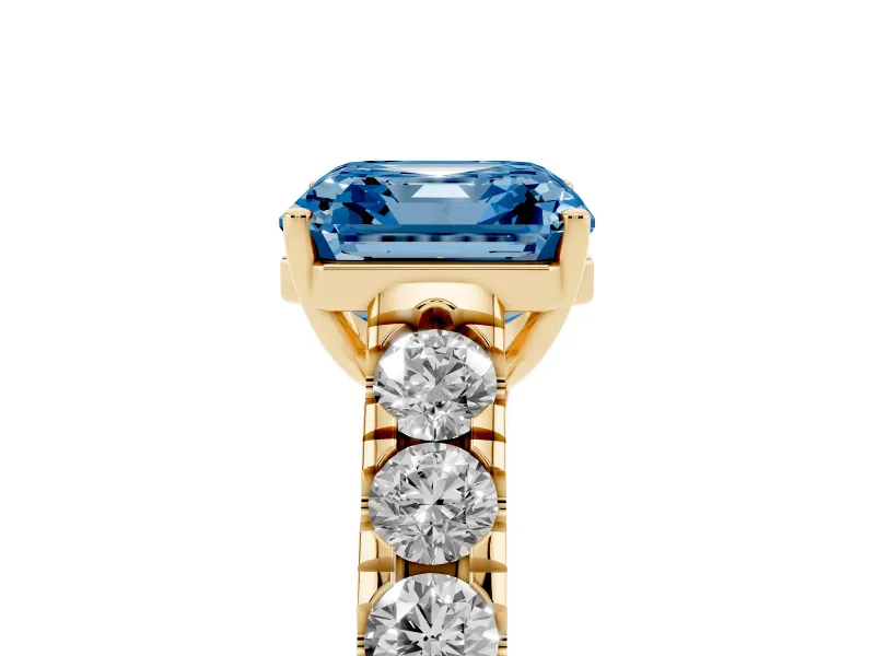 Asscher Cut Engagement Ring Setting for a Fancy Blue Lab-Grown Diamond | Yellow Gold - Design NV-24643