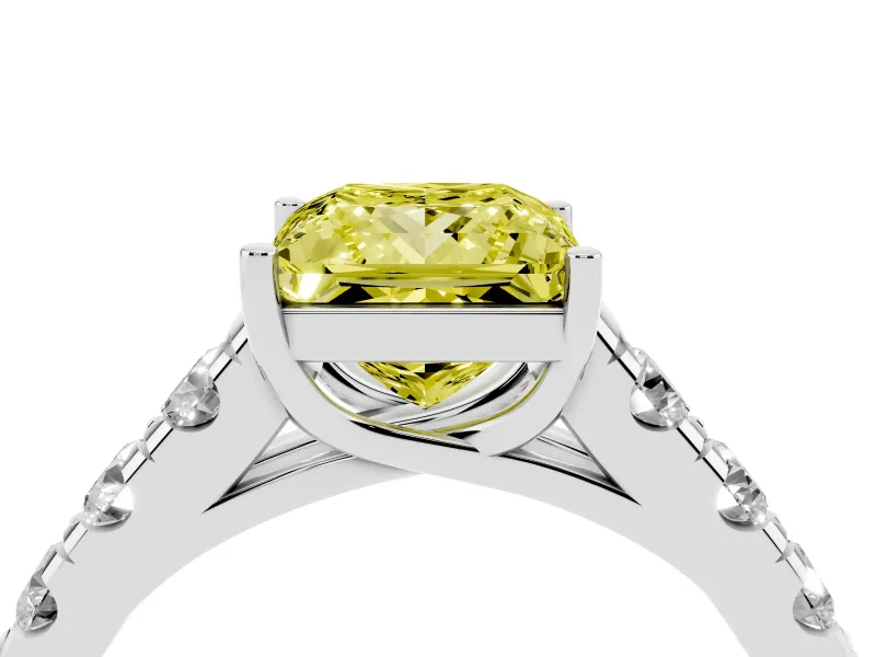 Princess Cut Engagement Ring Setting for a Fancy Yellow Lab-Grown Diamond | White Gold - Design NV-24643