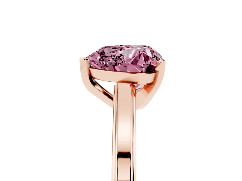 Fancy Pink Heart Cut Diamond Solitaire Ring Set in Rose gold with Prong Setting and Classic Band