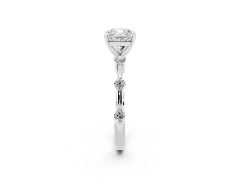 Cushion Cut Bar Set Engagement Ring Setting | Spaced Side Stones | Platinum