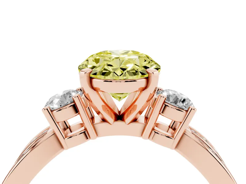 Oval Three-Stone Twist Engagement Ring Setting for a Fancy Yellow Lab-Grown Diamond | Rose Gold