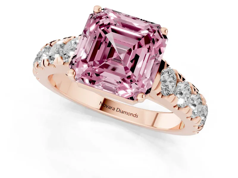Asscher Cut Engagement Ring Setting for a Fancy Pink Lab-Grown Diamond | Rose Gold - Design NV-24643