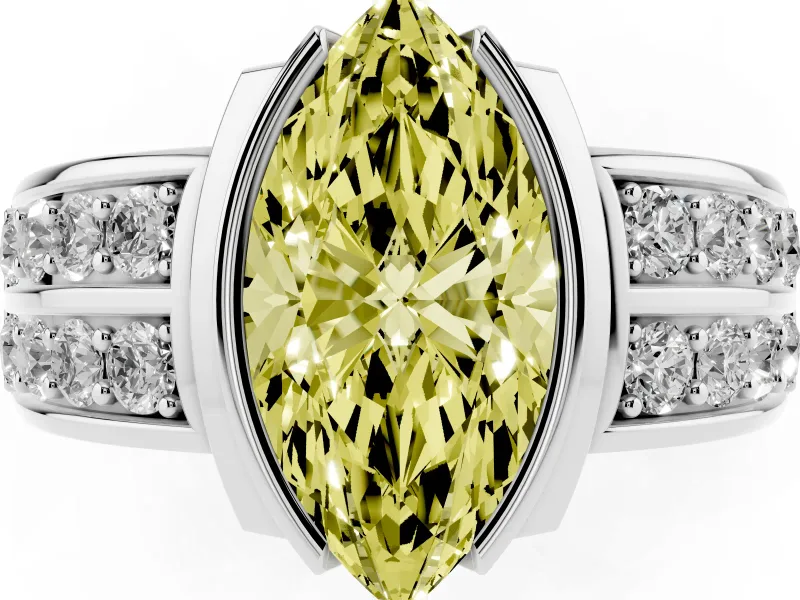 Marquise Half Bezel Engagement Ring Setting for a Fancy Yellow Lab-Grown Diamond | Sterling Silver