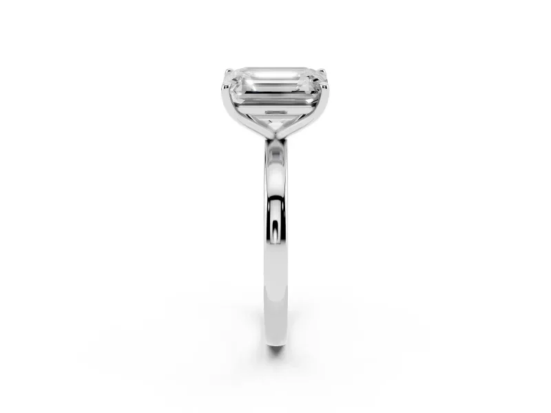 Emerald Cut and Emerald Cut Toi Moi Ring Set in White gold with Prong Setting