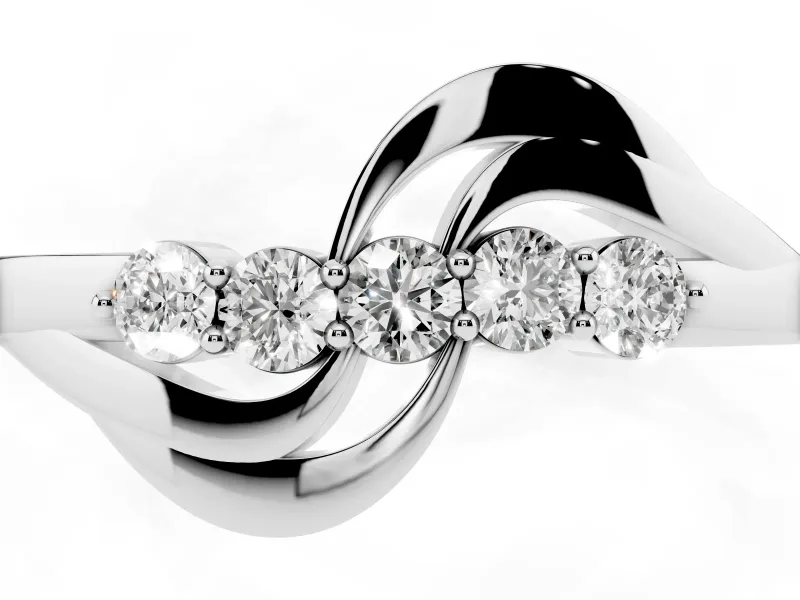 Round Diamond Five-Stone Crossover Band Set in Platinum with Prong Setting