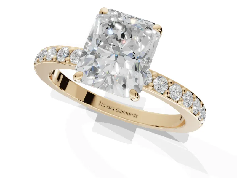 Radiant Cut Hidden Halo Engagement Ring Setting | Yellow Gold