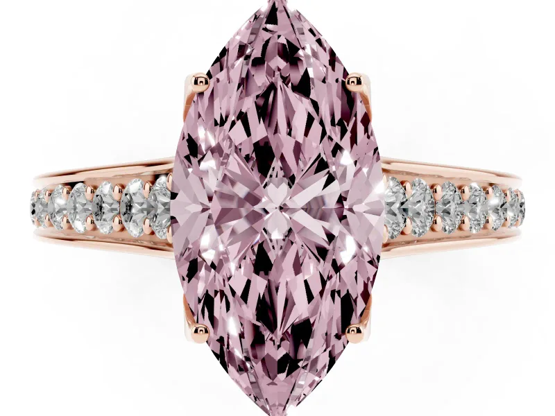 Marquise Graduated Pavé Engagement Ring Setting for a Fancy Pink Lab-Grown Diamond | Rose Gold