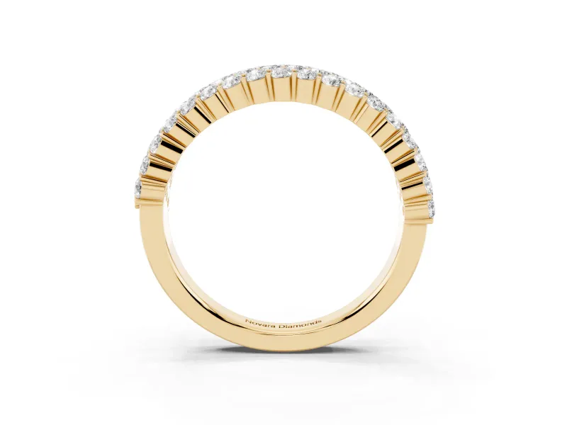 Round Lab-Grown Diamond Three Row Pave Promise Ring | Shared Prongs | Yellow Gold