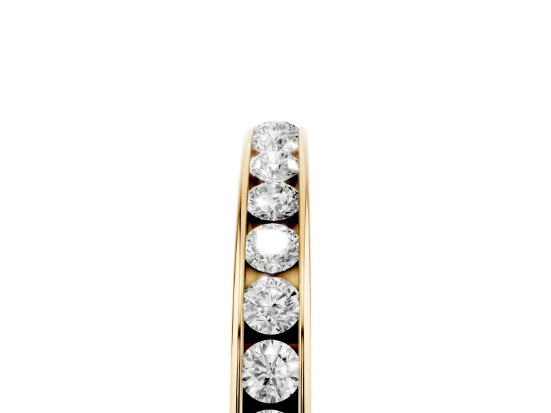 Round Diamond Wedding Eternity Band Set in Yellow gold with Channel Setting