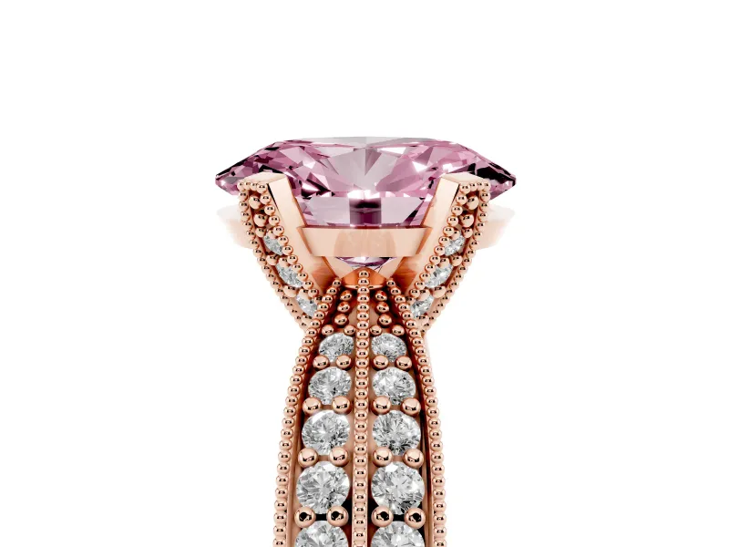 Oval Milgrain Solitaire Engagement Ring Setting for a Fancy Pink Lab-Grown Diamond | Rose Gold