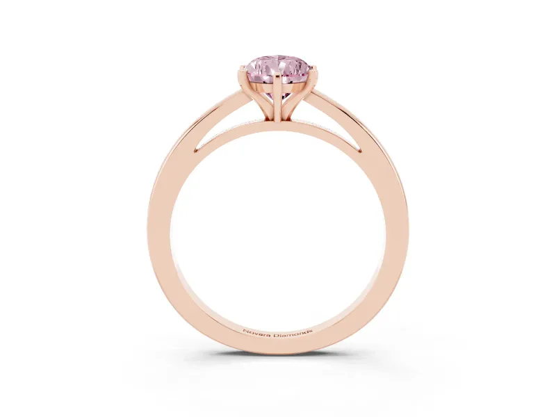 Fancy Pink Pear Cut Diamond Solitaire Engagement Ring Set in Rose gold with Prong Setting on a Classic Band