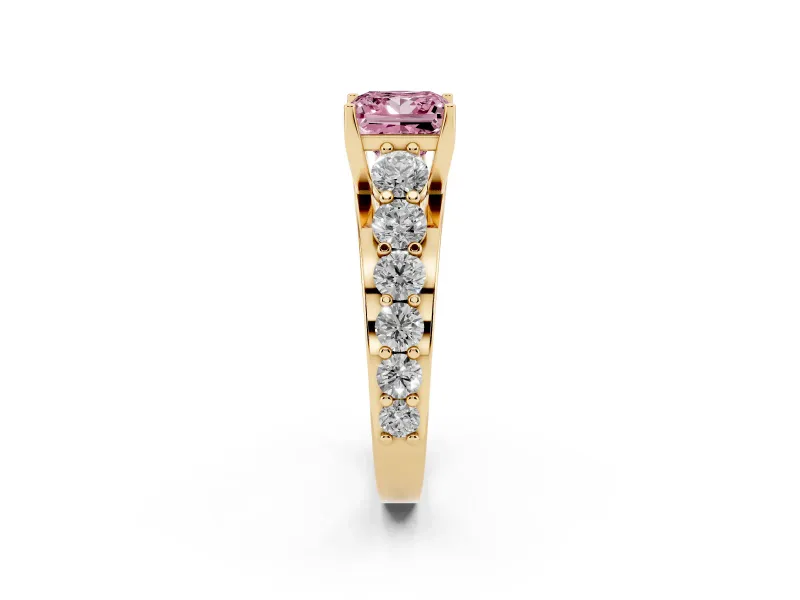 Princess Cut Engagement Ring Setting for a Fancy Pink Lab-Grown Diamond | Yellow Gold - Design NV-24645