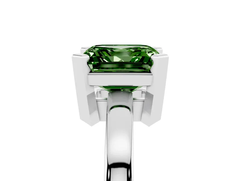 Asscher Cut Solitaire Engagement Ring Setting for a Fancy Green Lab-Grown Diamond | Flat Tab Prongs | Platinum