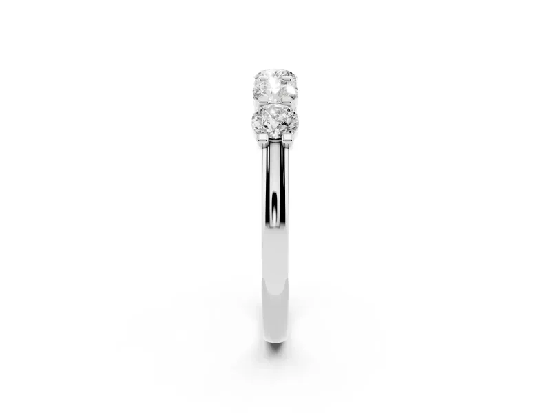Round Diamond Half Eternity Band Set in Platinum with Prong-Set Stones