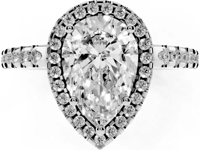 Pear-Shaped Halo Engagement Ring Setting | Half Pave Band | Platinum