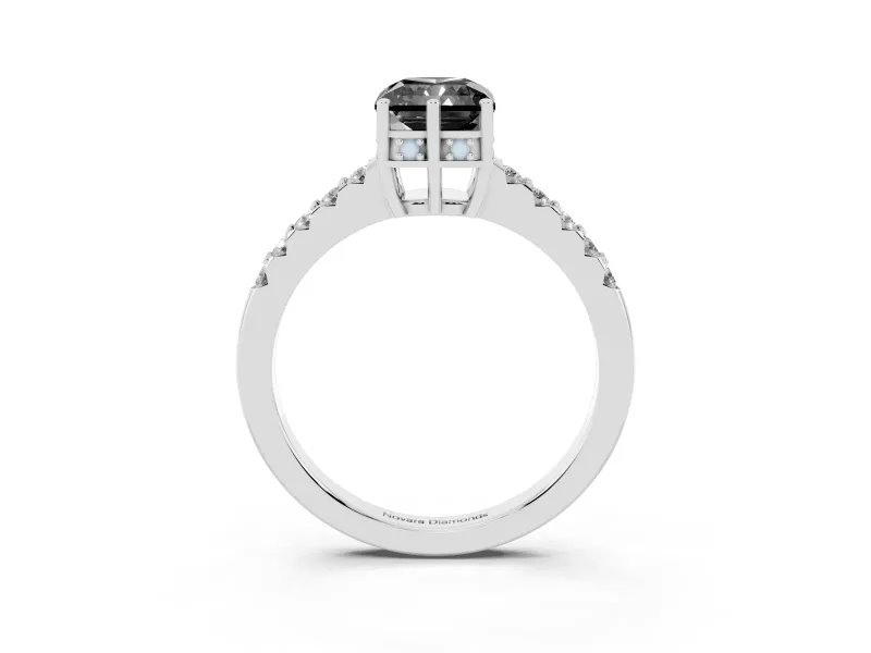 Radiant Cut Hidden Halo Engagement Ring Setting for a Black Center | Platinum