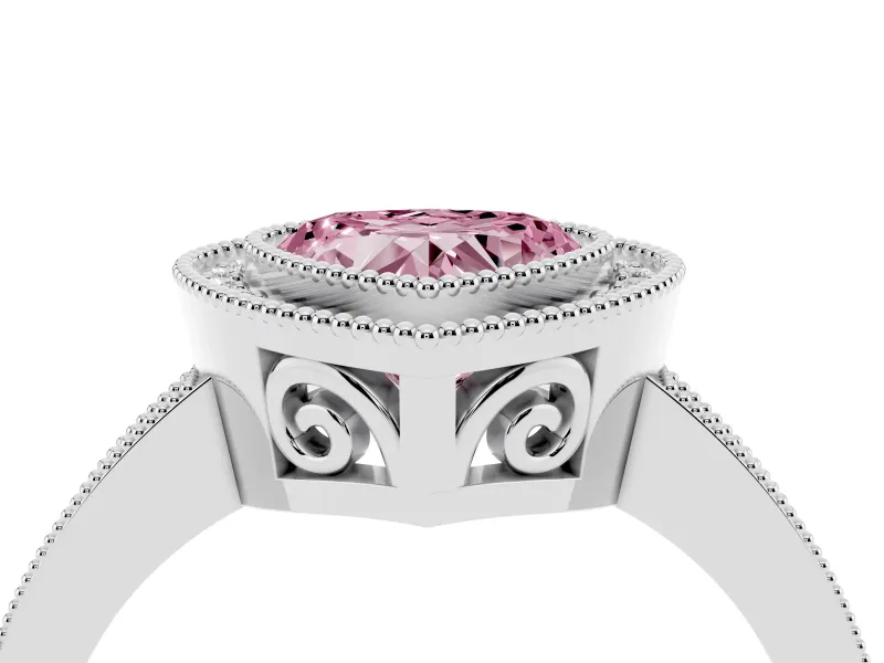 Fancy Pink Heart Cut Diamond Round Halo Ring Set in Platinum with Pavé Band