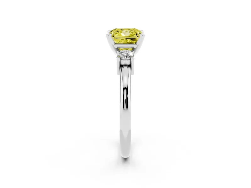 Princess Cut 3 Stone Engagement Ring Setting for a Fancy Yellow Lab-Grown Diamond | Sterling Silver - Design NV-24494