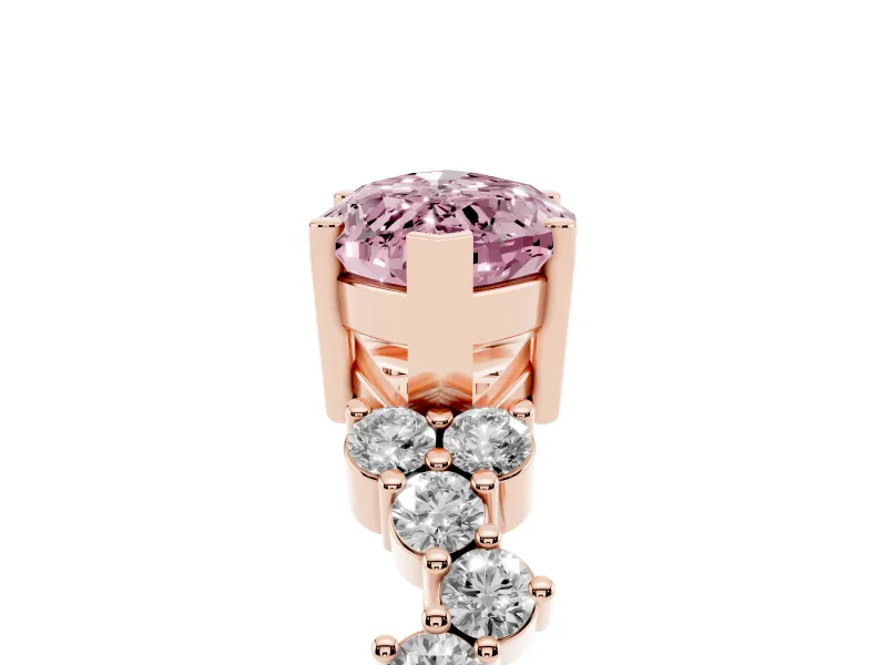 Marquise Scattered Accent Engagement Ring Setting for a Fancy Pink Lab-Grown Diamond | Rose Gold