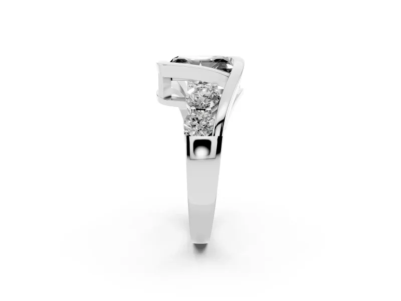 Fancy Black Radiant Cut Diamond Bezel Bypass Ring Set in Platinum with Round Accents